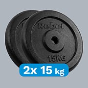 Cast iron weight set 2x15kg  bore 31mm  classic disc  REBEL ACTIVE_1