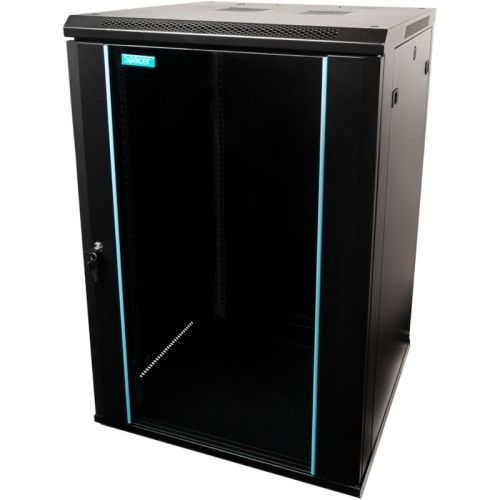 CABINET 19  SPACER  22U 600x800mm, de podea, Flatpack (dezasamblat),  Black, usa sticla cu blocare, panouri laterale detasabile, otel 2mm, sarcina maxima 1000Kg,  SPCN-22U-800-BK-03