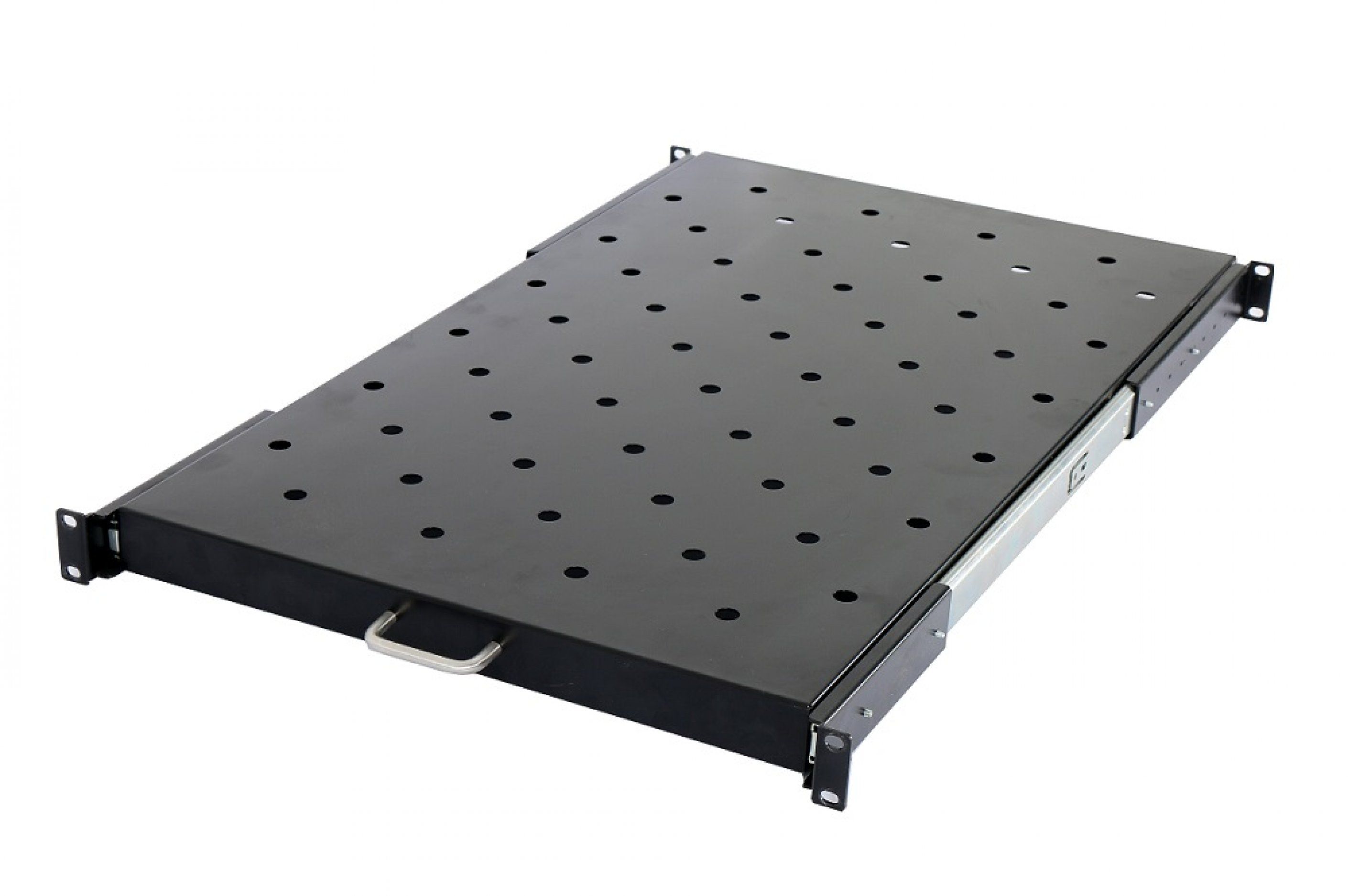 RAFT CULISANT SPACER 1U pentru rack 19 , adancime 366mm, pt. cabinet de 600mm, sarcina maxima 60Kg, vopsea antistatic, otel 1.2mm, black,  SPSS-1U366-BK-03