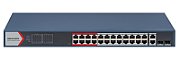 Switch 24 porturi Hikvision DS-3E1326P-EI(B), L2, Smart Managed, 24 × 10/100 Mbps PoE RJ45 ports si 2 × gigabit combos, Putere PoE 370W, Extend mode - pana la 300 metri, maxim 30W per port, Switching capacity 8.8 Gbps, Network topology management, alarm push, network health monitor, video control_1