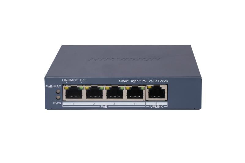 Switch Hikvision DS-3E1505P-EI/M, 4 porturi 10 / 100 / 1000 MBs