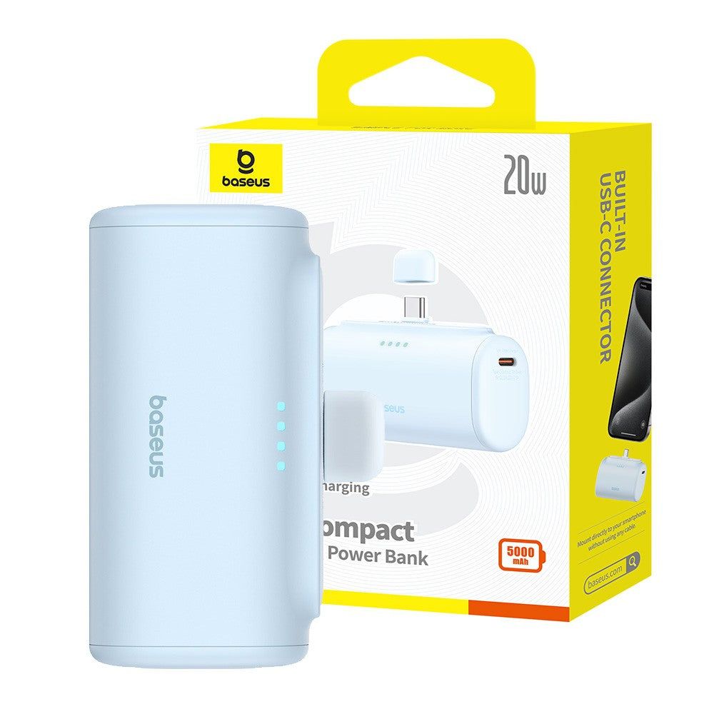 POWER BANK Baseus Compact, capacitate 5000mAh, 20W, 1 x USB Type-C, total 5V/2.4A, albastru, 