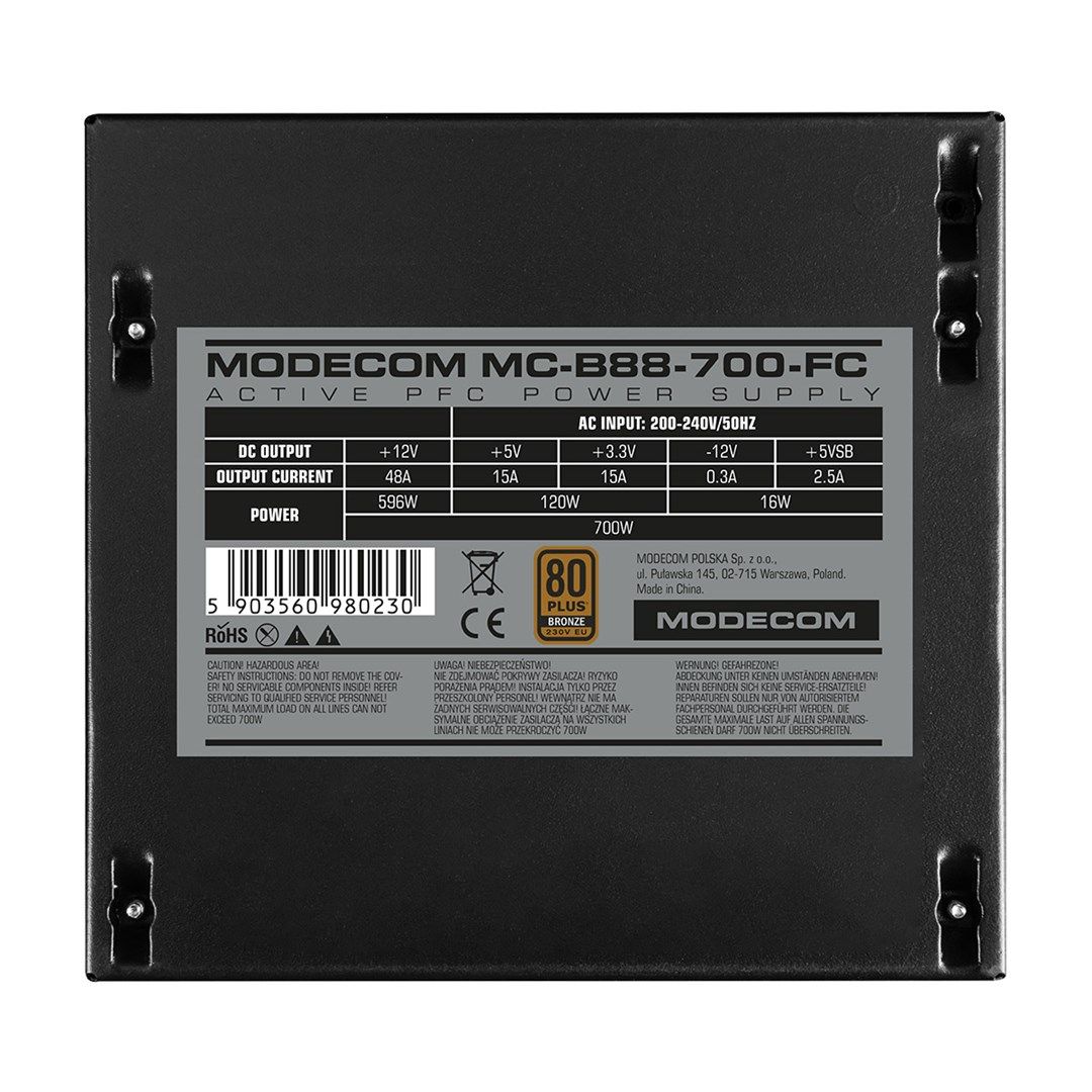 MODECOM Power Supply MC-B88-700-FC 80+ BRONZE 230V EU 700W BULK_3