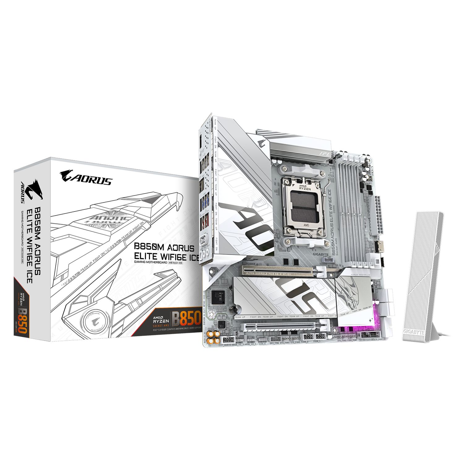 B850M AORUS ELITE WIFI6E ICE, AM5, DDR5, Wi-Fi, BT, mATX, Alb_6