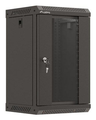 WALL-HUNG RACK CABINET 10  9U 300X300 BLACK GLAZED DOOR LANBERG (FLAT PACK)