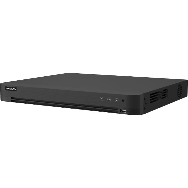 DVR Hikvision AcuSense 16 canale IDS-7216HQHI-M2/XT, compresie video: H.265 Pro+/H.265 Pro/H.265/H.264+/H.264, interfata BNC (1.0 Vp-p, 75 Ω), pana la 24 canalele camera IP, pana la 24-ch 1080P@30fps, 2x SATA max 12TB, alimentare: 12 VDC, 3.3 A, dimensiuni: 385 × 315 × 52 mm, greutate: 2kg.