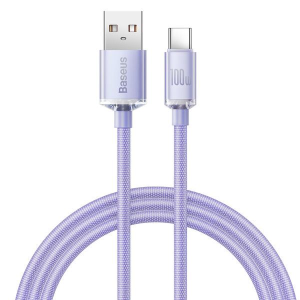 CABLU alimentare si date Baseus Crystal Shine, Fast Charging Data Cable pt. smartphone, USB la USB Type-C 100W, 1.2m, violet  CAJY000405  (timbru verde 0.08 lei) - 6932172602826