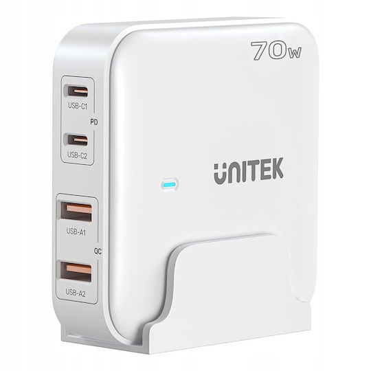 Unitek P1228AWH01-EU GaN Desktop Charger 70W 2xUSB-A 2xUSB-C