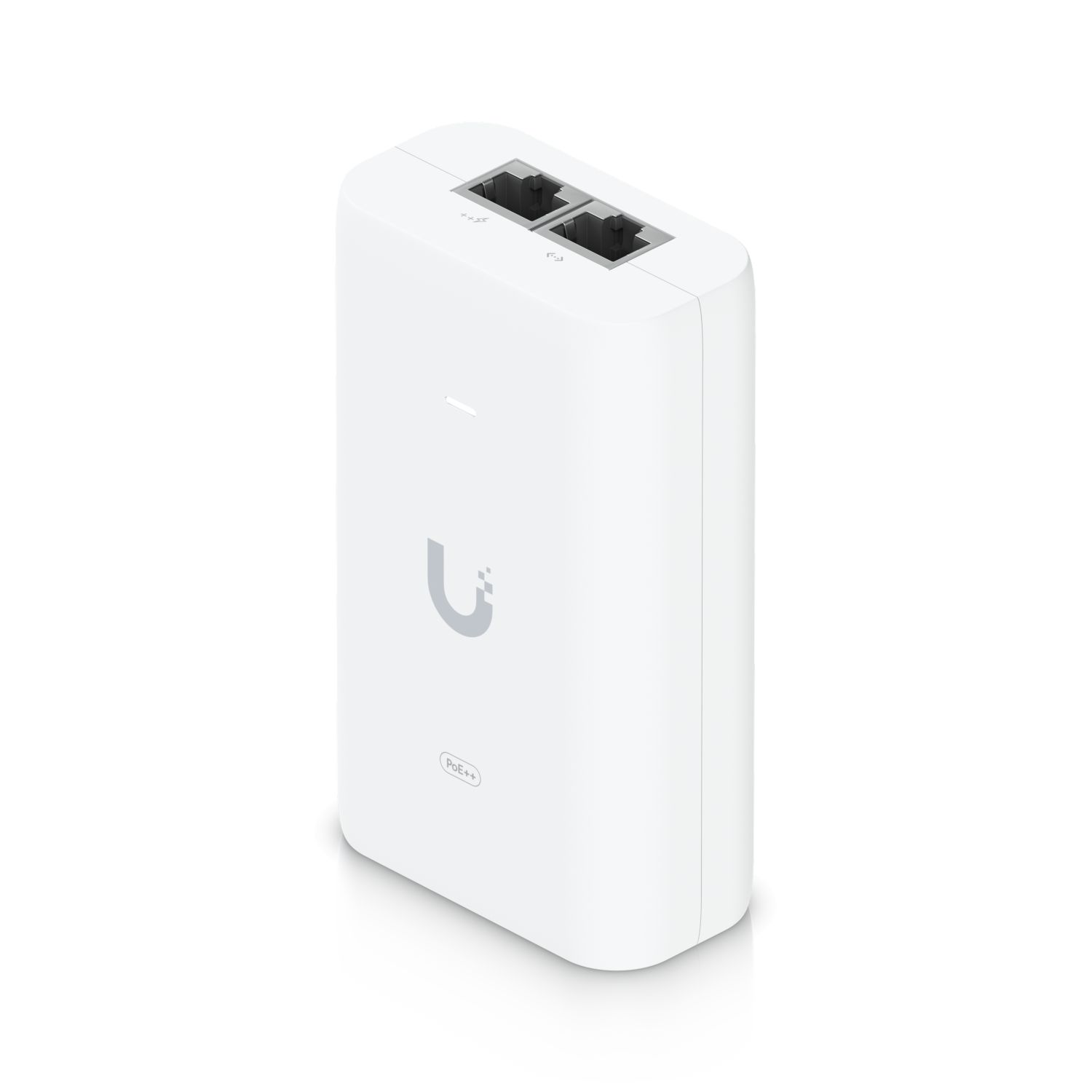 Ubiquiti U-POE+ adapter 30W, powers UniFi PoE+ devices, reduce dependency on PoE switch power, Contains RJ45 data input, AC cable with earth ground, and PoE+ output