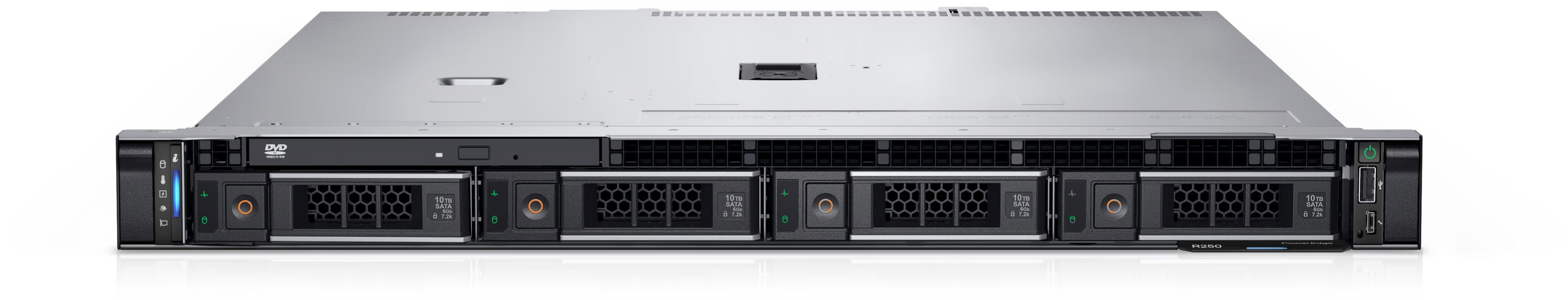 Server DELL PowerEdge R250, Rack 1U, Intel Xeon E-2314 (4 C / 4 T, 2.80 GHz - 4.50 GHz, 8 MB cache, 65 W), 16 GB DDR4 ECC, 1 x 2 TB HDD, 2 x 700 W