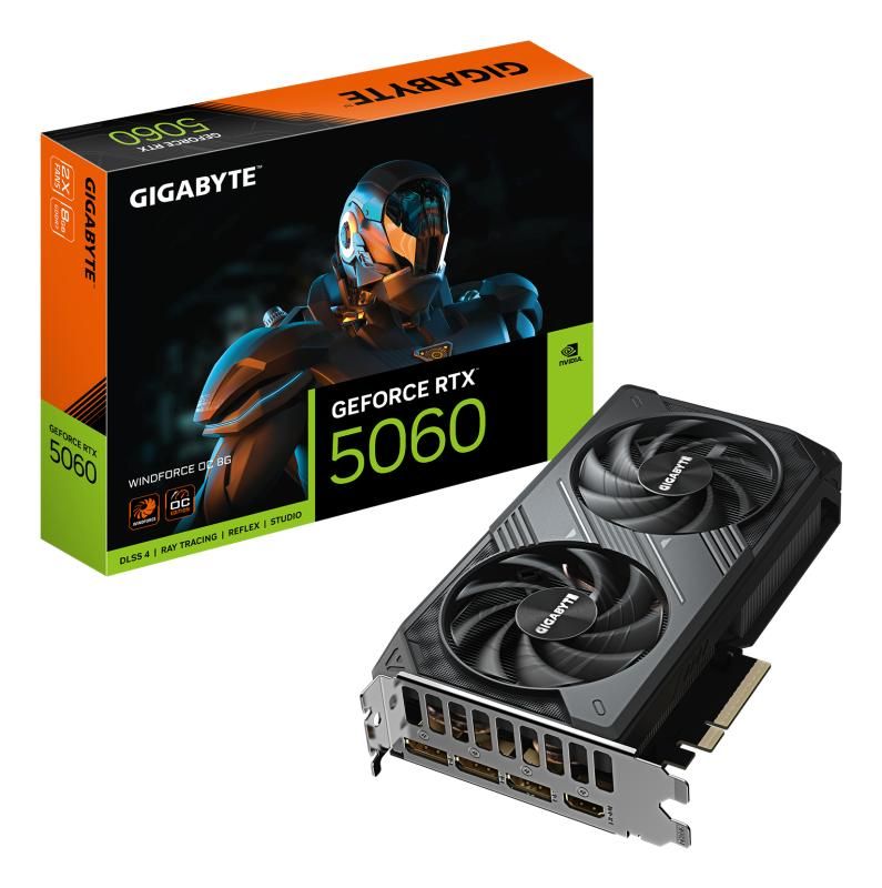 Placa Video GIGABYTE GEFORCE RTX 5060 WINDFORCE OC 8GB GDDR7 128 bit, PCIE 5.0, 3x DP 1x HDMI
