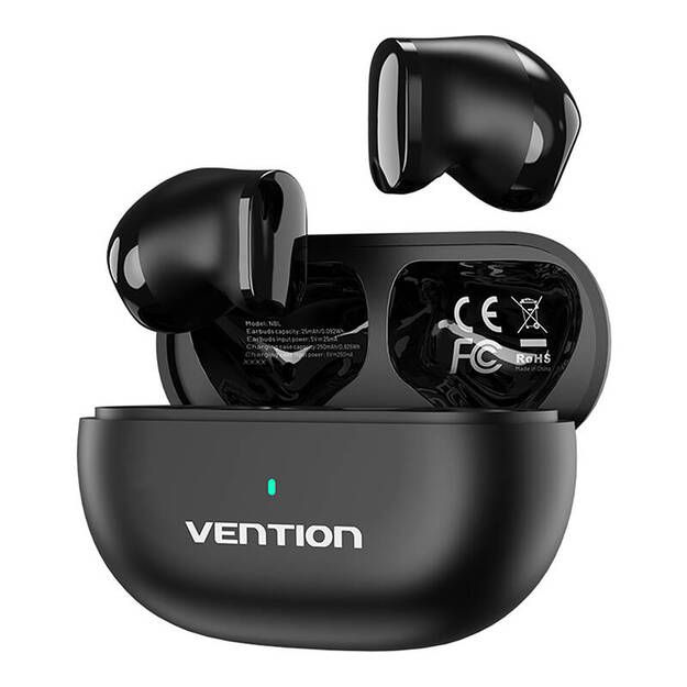 Casca Vention,wireless,tip butoni,utilizare smartphone,BT 5.3,mic pe casca,USB-C,acumulator charging case 250mAh,pana la 20 ore,Low audio latency,negru  NBLB0  (timbru verde 0.18 lei)-6922794778641