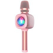 Microfon OneOdio, wireless, conectare prin Bluetooth 5.2, sensibilitate -52 dB, acumulator 1800 mAh, karaoke | Iluminare | 4 moduri voce, roz,  Bopmen-Star-10-Pink  (timbru verde 0.18lei)