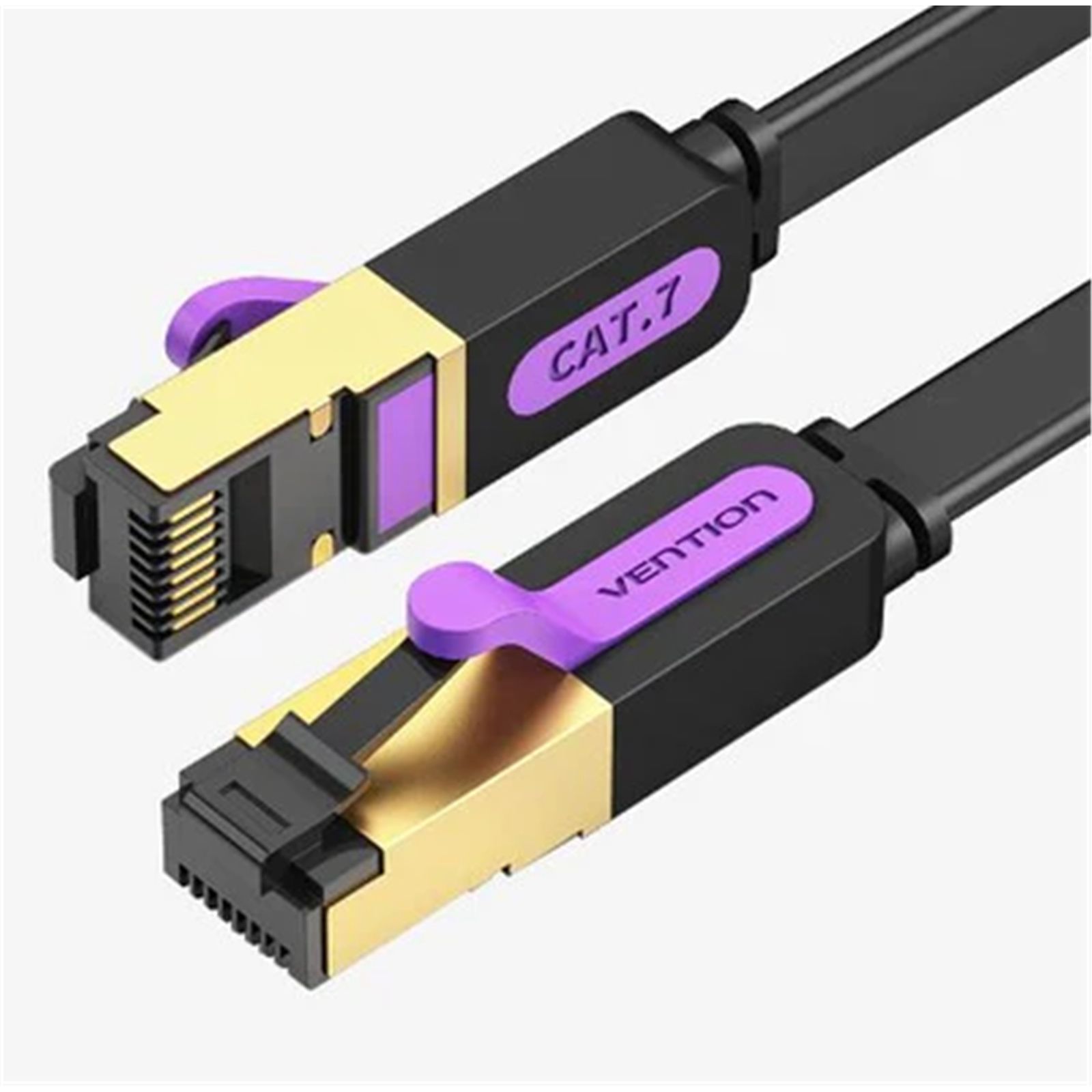 Patch Cord STP Vention, Cat. 7, 15m, flat cable, conductor cupru, viteza max transfer 10 Gbps, invelis PVC, negru,  ICABN  (timbru verde 0.8 lei) - 6922794729889