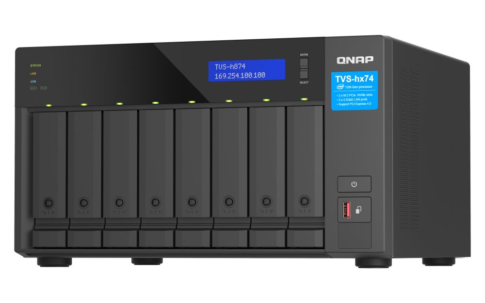 QNAP TVS-h874 NAS Tower Intel® Core™ i7 32 Giga Bites DDR4 0 TB QuTS hero Negru