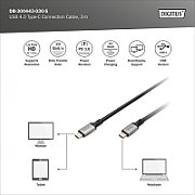 Digitus DB-300443-030-S cabluri USB USB4 Gen 2x2 3 m USB C Negru