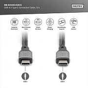Digitus DB-300443-030-S cabluri USB USB4 Gen 2x2 3 m USB C Negru