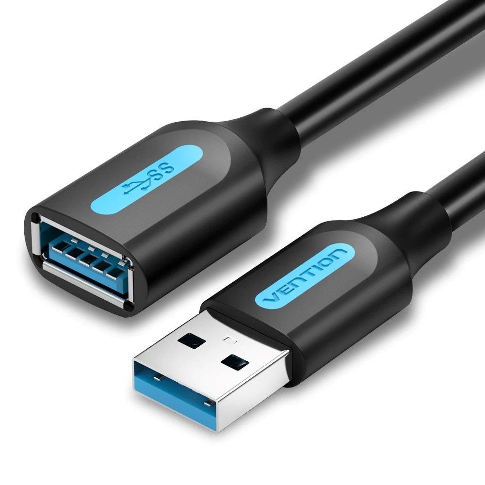 Cablu USB prelungitor Vention, USB 3.2 gen 1 (T) la USB 3.2 gen 1 (M), 1m rata transfer 5 Gbps, invelis PVC, negru,  CBHBF  (timbru verde 0.18 lei) - 6922794748866