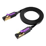 Patch Cord STP Vention, Cat. 7, 0.5m, flat cable, conductor cupru, viteza max transfer 10 Gbps, invelis PVC, negru,  ICABD  (timbru verde 0.18 lei) - 6922794729803