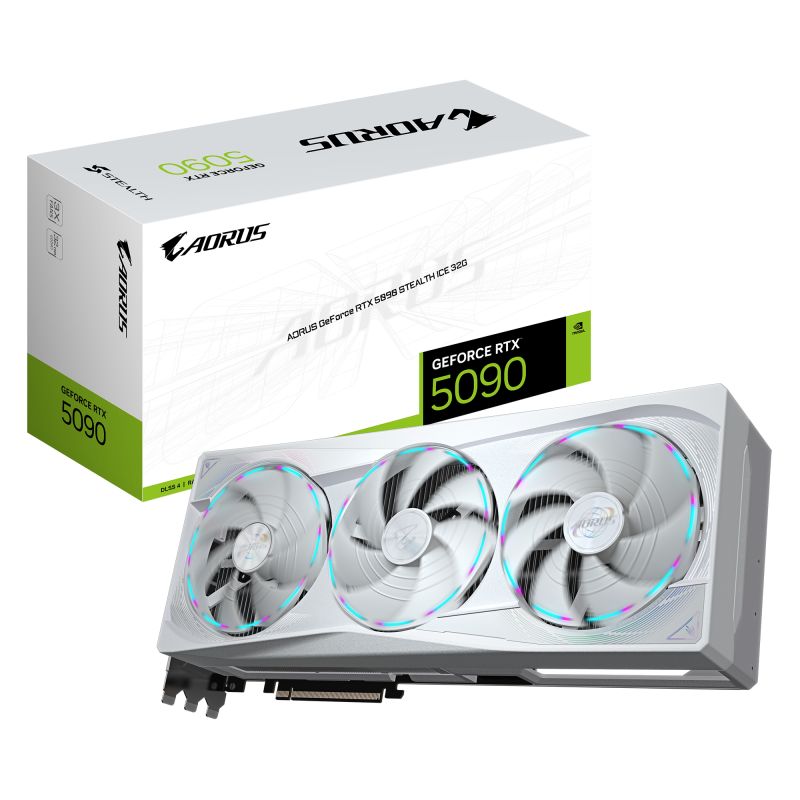 Placa Video GIGABYTE AORUS GEFORCE RTX 5090 STEALTH ICE 32GB GDDR7 512 bit, PCIE 5.0, 3x DP 1x HDMI