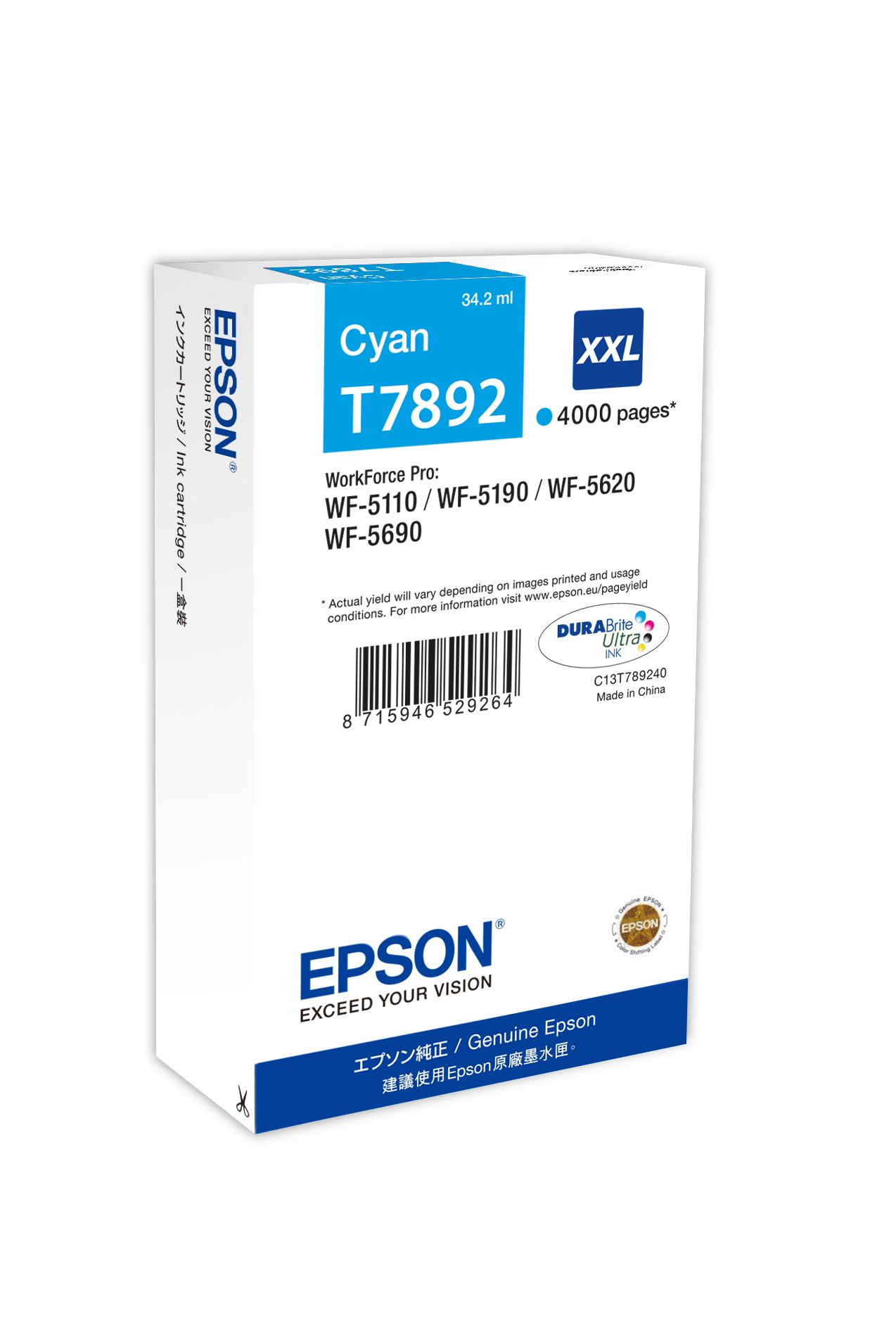 Cartus cerneala Epson C13T789240 ,Albastru ,34.2 ml ,Original (WP-5110|51490|5620|5690)