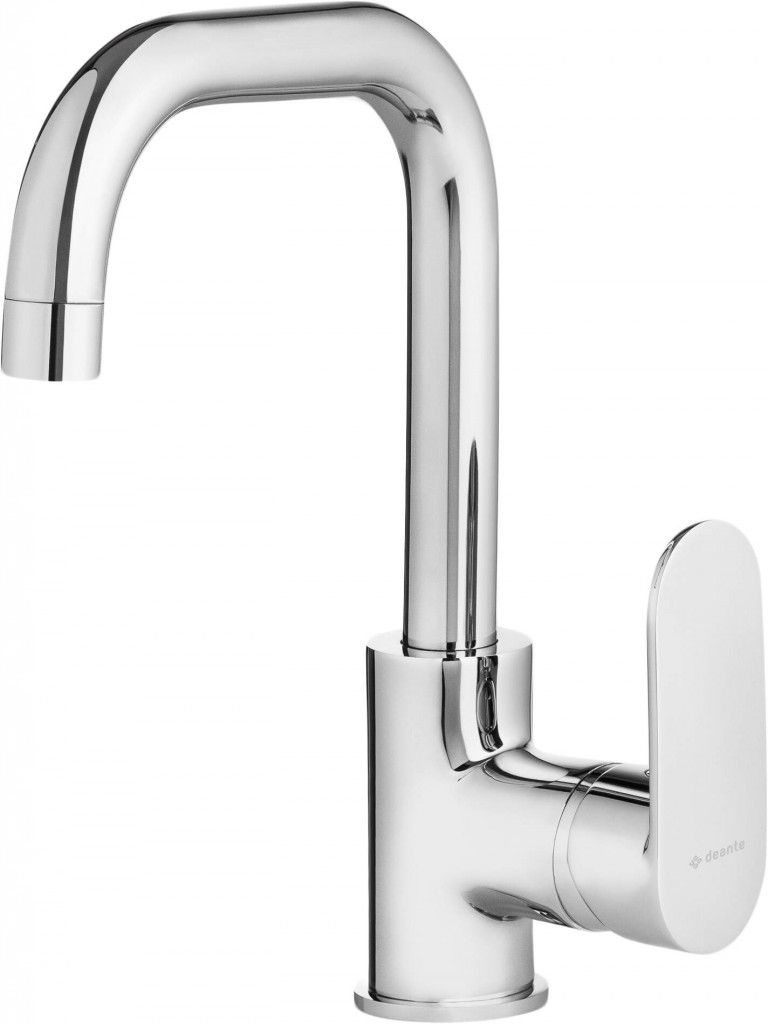 Basin mixer with rectangular spout