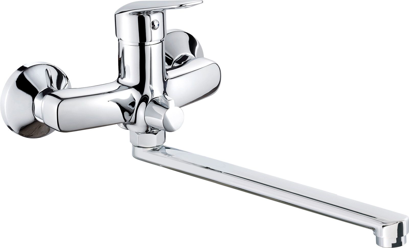 Wall-mounted washbasin mixer with extended spout - hose connection