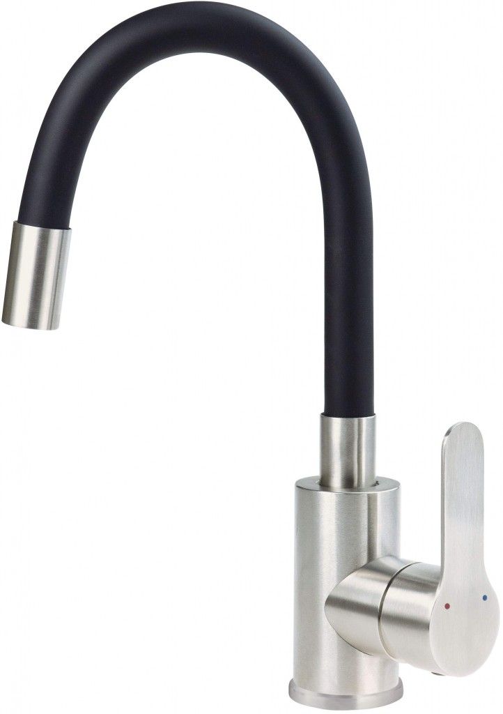 Washbasin mixer with curved spout