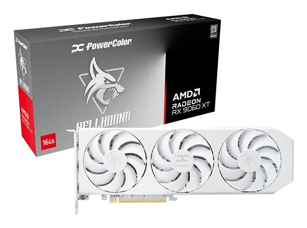 Placa video PowerColor Radeon RX 9060 XT Hellhound Spectral White 16 GB GDDR6 128 bit