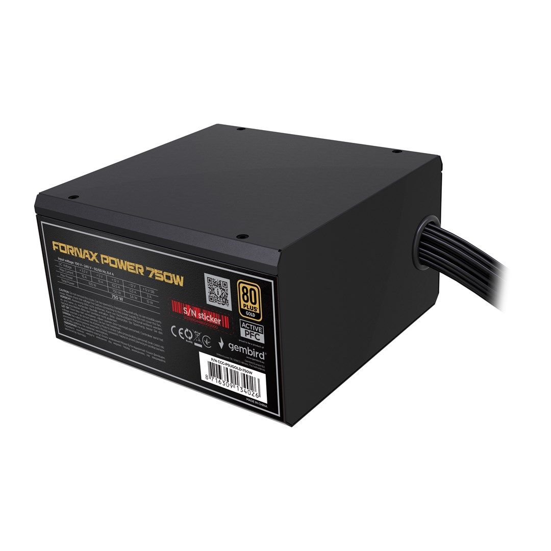 Gembird CCC-PSUBRONZE-750W Power supply unit Fornax Power 750W active PFC 12cm fan 80+Bronze color box