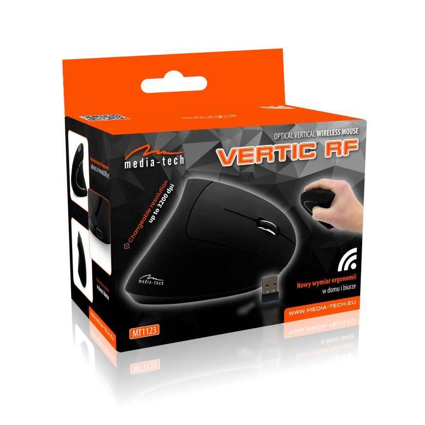 MEDIA-TECH VERTIC RF MT1123 Wireless vertical mouse RF 2400 DPI Black