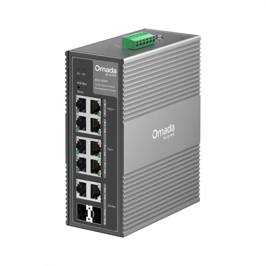 TP-LINK Omada Switch IES210GPP 10xGBit 6xPoE+/2xPoE++/2x Combo RJ45/SFP (260W) Industrial Easy Managed