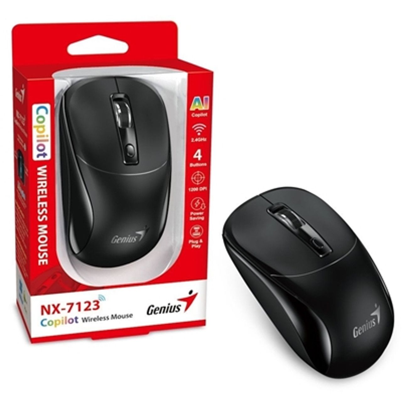 MOUSE Genius  NX-8080S , PC sau NB, wireless 2.4GHz, Bluetooth, optic, 1600 dpi, butoane/scroll 6/1, acumulator, buton Copilot, negru,  31030042400  (timbru verde 0.18 lei) 4710268262466