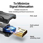 Conector video Vention, HDMI(M) la HDMI(M), rezolutie maxima 4K la 60Hz, conectori auriti, cupla, invelis PVC, negru,  AIRB0  (timbru verde 0.03lei) -  6922794747951