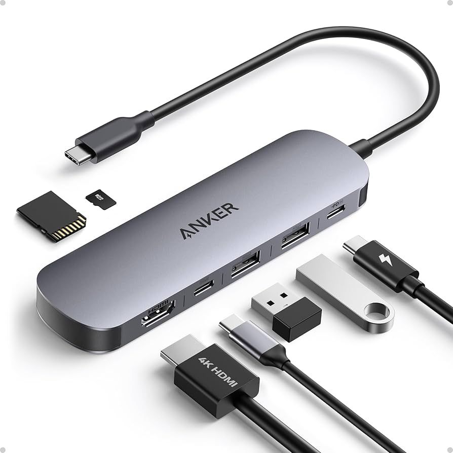 Canyon Laptop stands with hub, TYPE C F to HDMI2.0+2USB3.0+USBC3.0+RJ45+PD, TYEP C TO C cable 1m white with Emarker: HUSB332A, Material: Aluminum case+ABS+PS, Size: 245x240x27.2+/-0.3mm, Weight:1304g