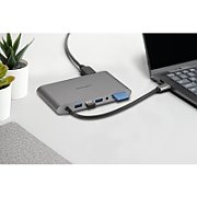 Canyon Laptop stands with hub, TYPE C F to HDMI2.0+2USB3.0+USBC3.0+RJ45+PD, TYEP C TO C cable 1m white with Emarker: HUSB332A, Material: Aluminum case+ABS+PS, Size: 245x240x27.2+/-0.3mm, Weight:1304g