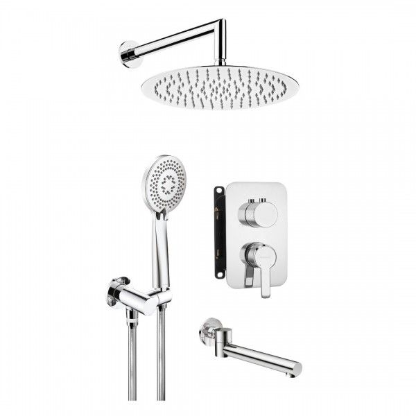 Concealed shower set with bath spout