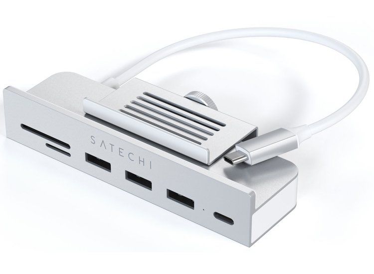 Satechi USB-C Clamp Hub iMac 24inch (2021) / (1x USB-C up to 5 Gbps,3x USB-A 3.0 up to 5 Gbps, inc. Apple S.Drive Micro/SD) - Silver