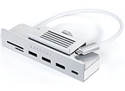 Satechi USB-C Clamp Hub iMac 24inch (2021) / (1x USB-C up to 5 Gbps,3x USB-A 3.0 up to 5 Gbps, inc. Apple S.Drive Micro/SD) - Silver