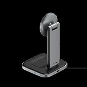 Satechi 2-in-1 Foldable Qi2 Wireless Charging Stand - Space Gray