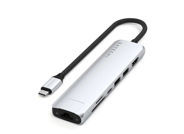 Satechi 7-in-1 USB-C Slim Multiport Adapter with Ethernet - Silver