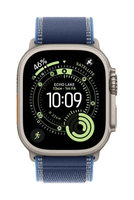 Apple Watch 49mm Loop:  Blue/Bright Blue Trail Loop - M/L - Black Titanium Finish