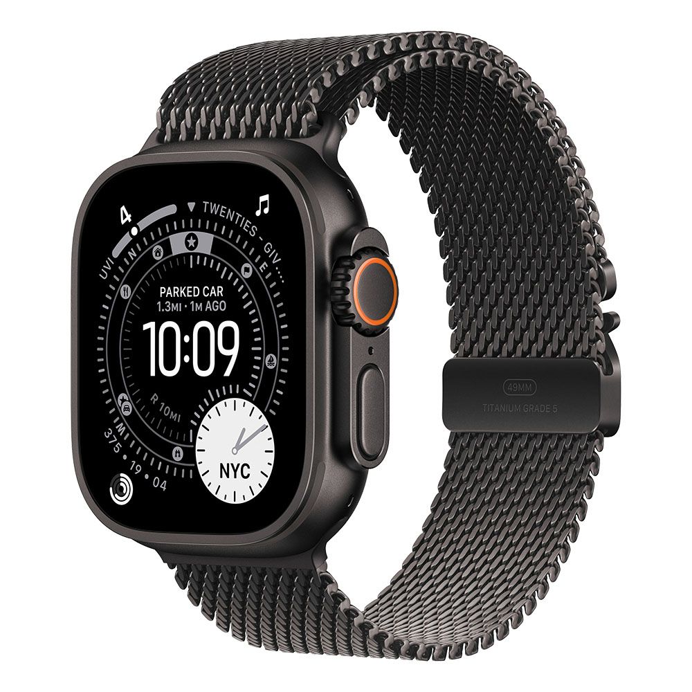 Apple Watch Ultra 3 GPS + Cellular 49mm Black Titanium Case with Black Titanium Milanese Loop - Medium