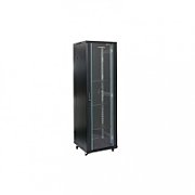 Rack 18U 600x600, montare pe podea, usa din sticla, panouri laterale detasabile si securizate, dezasamblat, culoare negru RAL 9004, DATEUP