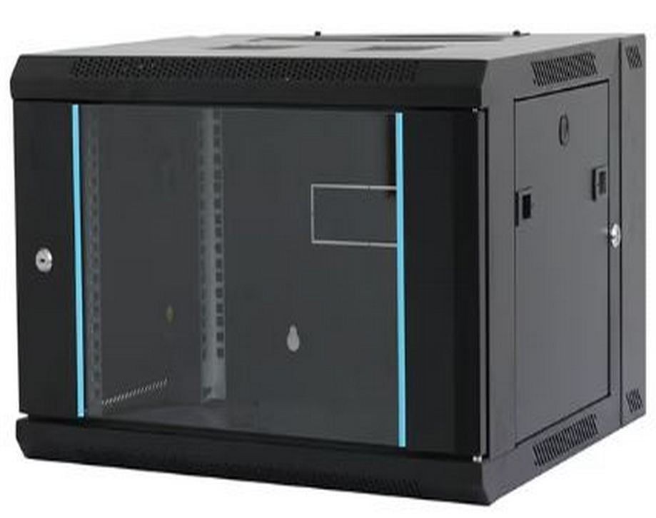 Rack 42U 600x800, montare pe podea, usa din sticla, panouri laterale detasabile si securizate, dezasamblat, culoare negru RAL 9004, DATEUP