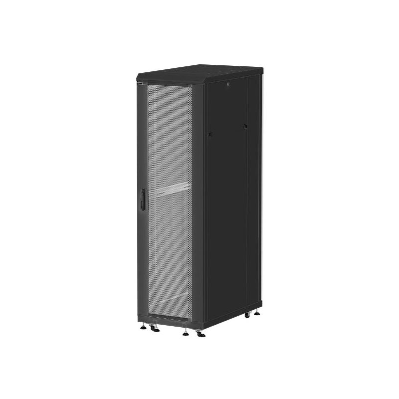 Rack 19'' 42U 600x1000, de podea, asamblat, usi perforate (fata si spate), laterale detasabile, 1000kg, seria D-SERVER, DECKRO