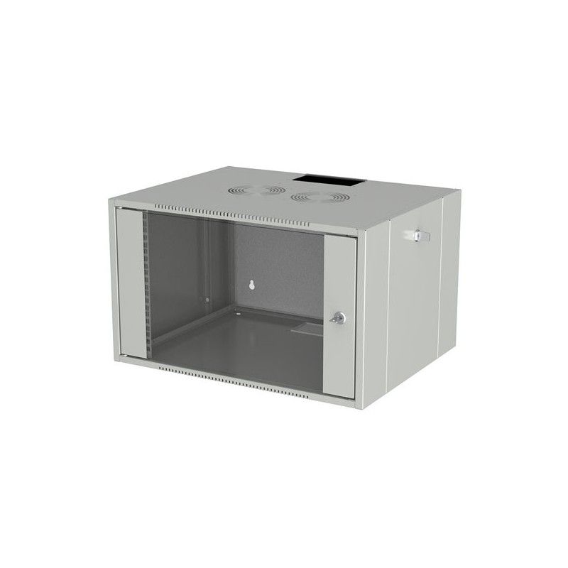 Rack 19'' 12U 580x450, de perete, dezasamblat, usa fata sticla, laterale detasabile, 60kg, seria D-WALL META, DECKRO