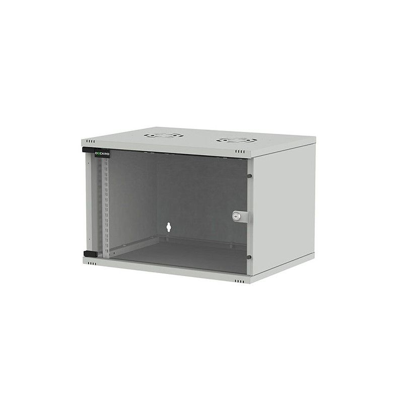 Rack 19'' 9U 540x400, de perete, dezasamblat, usa fata sticla, gri, capacitate 30kg, seria D-SOHO BASIC, DECKRO