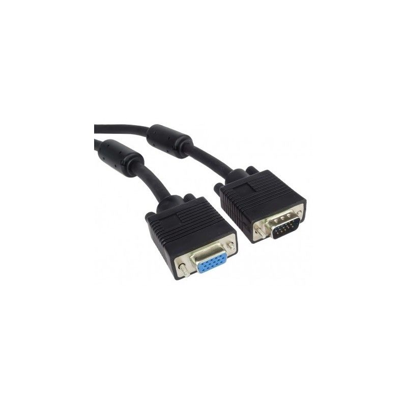 Cablu prelungitor VGA, mama - tata, cu ferite, dubluecranat, 5m, PremiumCord