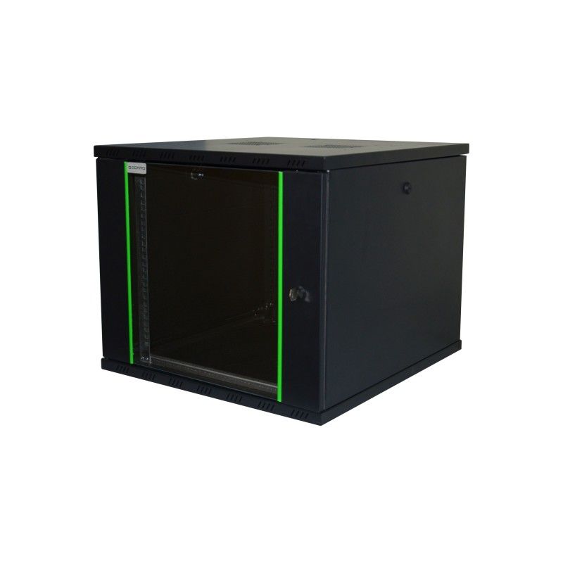 Rack 19'' 15U 600x450, de perete, usa din sticla, panouri detasabile si securizate, dezasamblat, capacitate 100kg, negru RAL9005, D-META-2, DECKRO